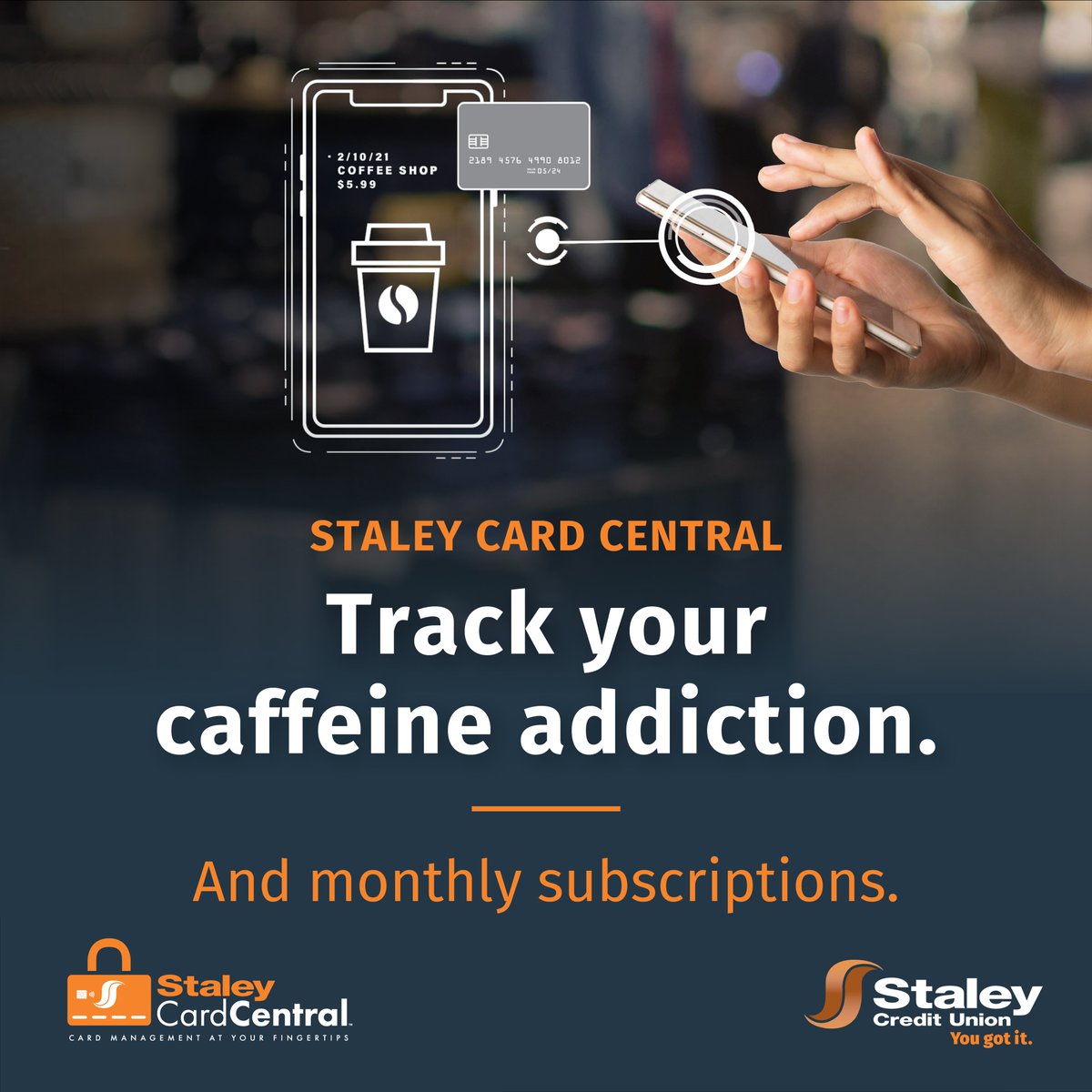 StaleyCU's tweet photo. Take the guesswork out of where your money goes. Staley Card Central makes it easy to see your purchases, recurring transactions, and spending habits all in one place. Download the app today! https://t.co/0Iuz7EQPzO