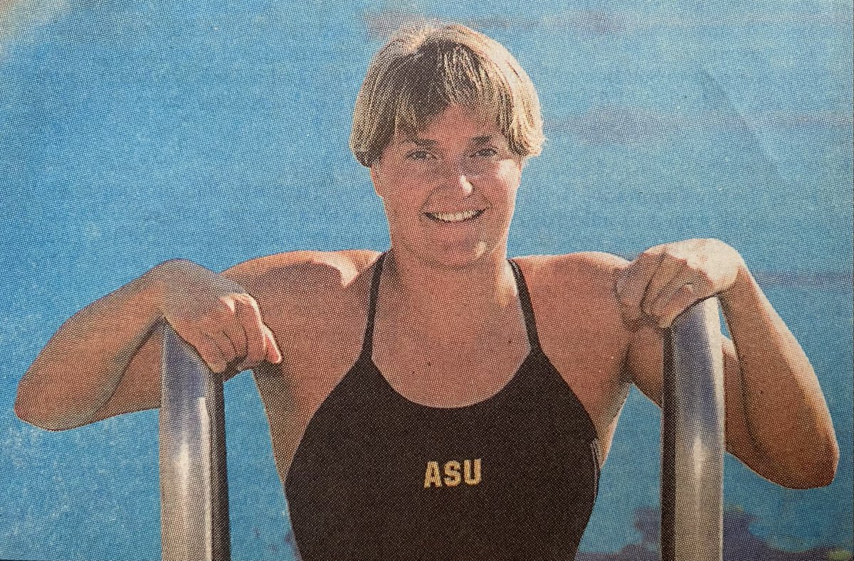 ASUSwimDive's tweet photo. Beata Kaszuba-Baker’s is one of five honorees being inducted into the Sun Devil Athletics Hall of Fame. 🔱

She reflected on her journey to Tempe and coming from Poland to swim for the Sun Devils where she won three national titles in her collegiate career. 

Story: https://t.co/ztTJ2pbmZI

#ForksUp /// #O2V
