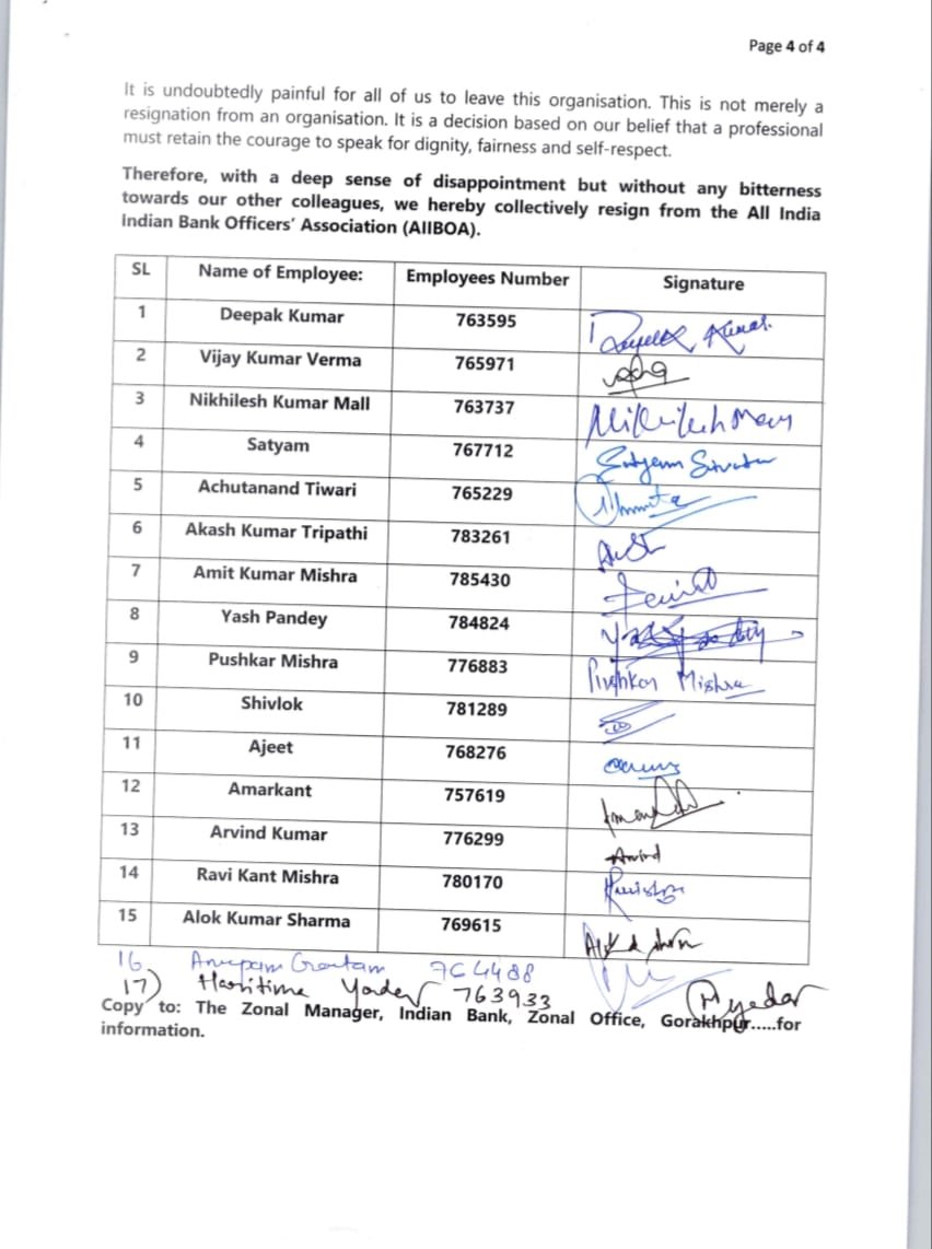 bankaffairs's tweet photo. 17 OFFICERS OF AIBOC
FROM INDIAN BANK
RESIGN FROM UNION 

Citing deep disappointment over the deferment of the proposed strike.

@aiboc_in #5daybanking https://t.co/2vSdbrrd3S