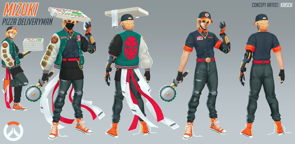 kirschetc's tweet photo. Overwatch AU where everything is the same except the Omnic Crisis never happened and Mizuki is a pizza delivery guy #Mizuki #Pizzuki #OverwatchFanart https://t.co/eJQfqpMsyA