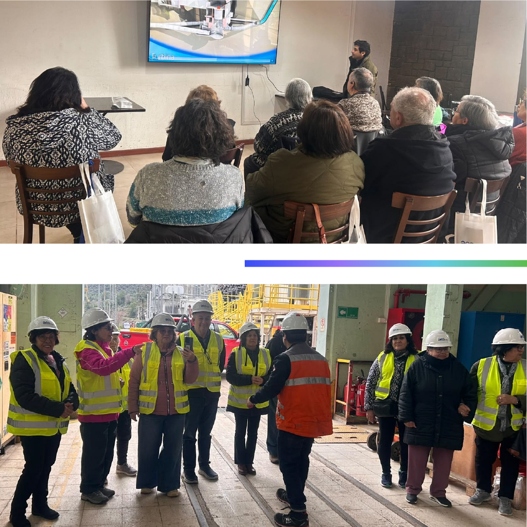 AES_Chile's tweet photo. Fortalecer el vínculo con las comunidades e impulsar la educación ambiental es clave en nuestro día a día. 🤝

En San José de Maipo recibimos a 11 integrantes del club Manzano Otoñal en la Central Queltehues. Con el Programa Puertas Abiertas, compartimos información sobre generación renovable y el valor patrimonial de la instalación.