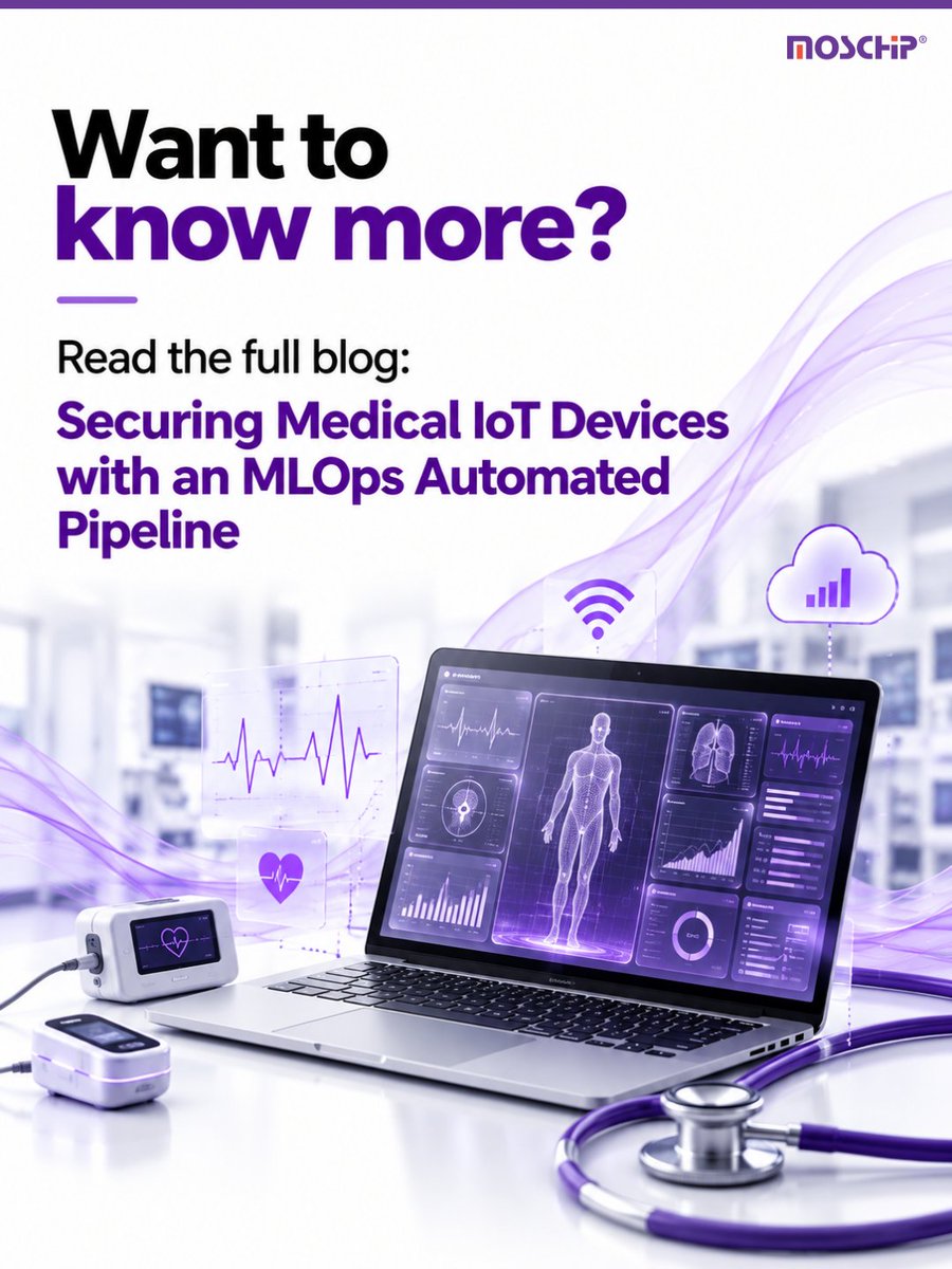 MosChipTech's tweet photo. For IoT devices used in healthcare, identifying cybersecurity threats is just one step in the process. 
Here, in this blog, Vipul explains how MosChip created a scalable MLOps pipeline for Medical IoT security. 

Read the full blog: https://t.co/irDzoPVT2E 

#MLOps #CyberSecurity https://t.co/UumTUlyT4W