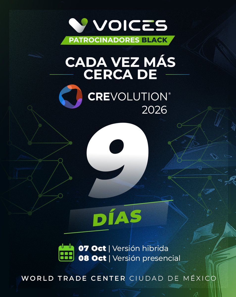 VoicesMex's tweet photo. ⏳ Cada vez falta menos para encontrarnos en @CREVOLUTION 2026.

Ya estamos listos para compartir cómo la tecnología y la innovación pueden impulsar operaciones de crédito y cobranza más eficientes.

🔗 Conoce más sobre nosotros
https://t.co/dh1bPcndqc

#CREVOLUTION2026 #Voices https://t.co/LRIBTCIVIy