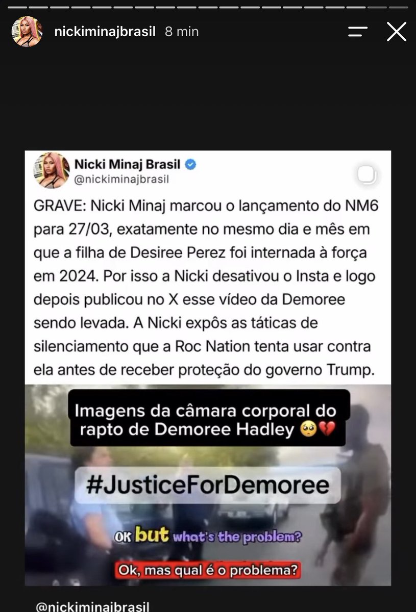 featnickiminaj's tweet photo. 27/3 #JusticeForDemoree 🙏 para 3 milhões de pessoas no brasil

@NMBrasilofc @NICKIMINAJ♟️

https://t.co/DlAugRyq3y https://t.co/kDUHpUiM67