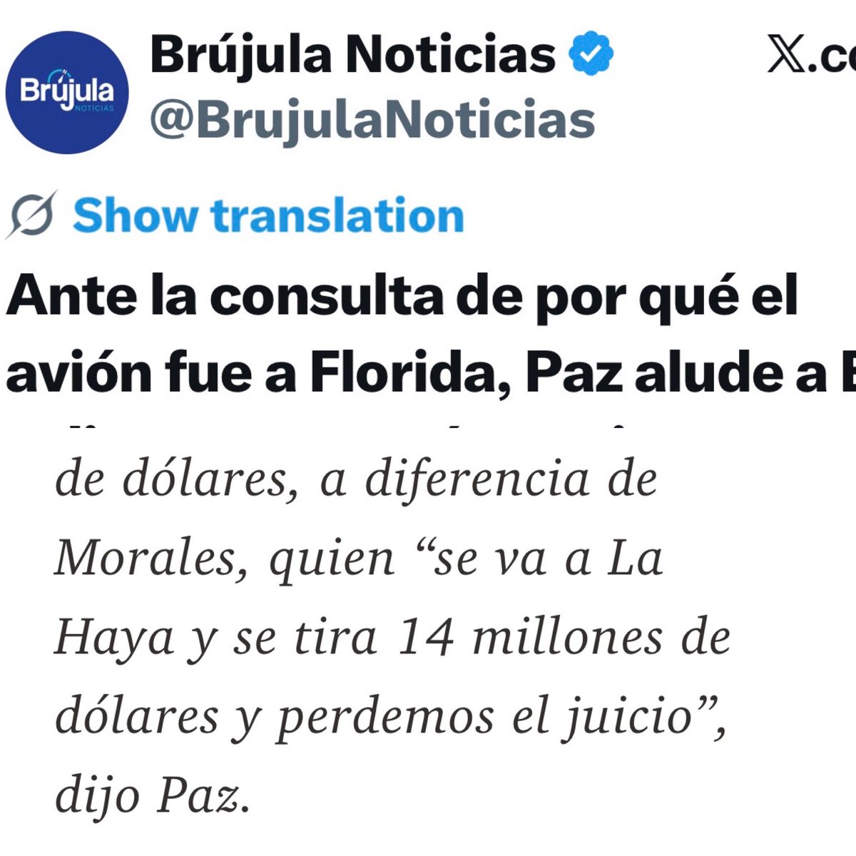 erveltze's tweet photo. Presidente Paz Pereira: respetuosamente creo que Usted necesita informarse mejor. En el proceso ante la CIJ no se “tiró” recursos ni el resultado se reduce a que “perdieron el juicio” . El proceso y su fallo son más importantes. Usted debería saber que la CIJ 
reconoce que la mediterráneidad sigue siendo un problema pendiente de interés para Bolivia y Chile y da las pautas para tratarlo, el fallo es un instrumento útil que debe tener una inexcusable consideración en el anunciado “nuevo tiempo” en la relación bilateral (salvo que Usted lo siga ignorando).