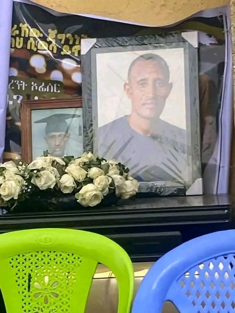 AfriMEOSINT's tweet photo. Several Ethiopian Air Force drone specialists were reportedly killed in an alleged strike on Harar Meda Airbase 🇪🇹. Among them was Senior Warrant Officer Kassahun Lema, a helicopter technician, whose funeral was held today at around noon in Debre Zeit town. https://t.co/VgKRVub3qi
