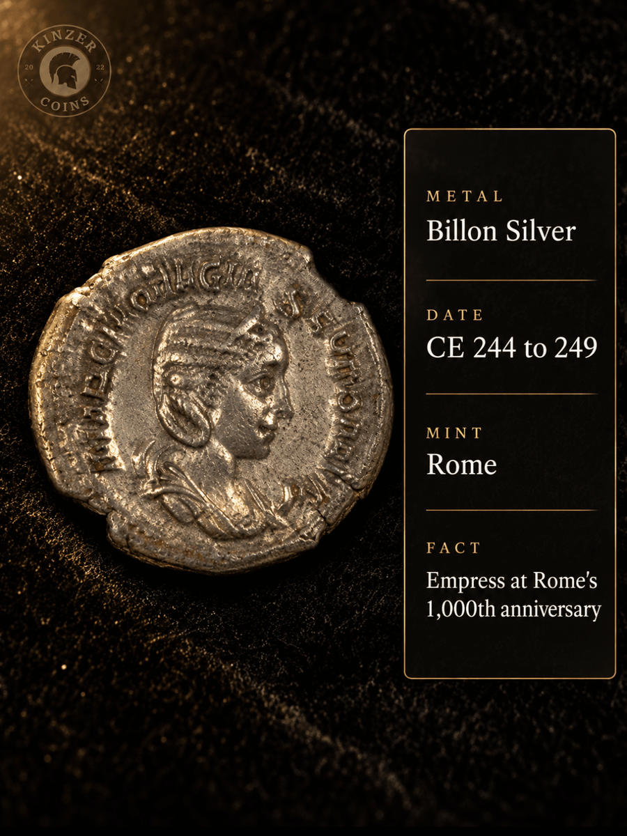 KinzerCoins's tweet photo. Empress at the height of Rome's third century crisis.

Herennia Etruscilla, wife of Trajan Decius, ruled beside him 249 to 251 CE and was mother to the crown prince, Herennius Etruscus.

https://t.co/BCTnyPt1LA

#AncientCoins #RomanEmpire https://t.co/YCEcbdEGFh