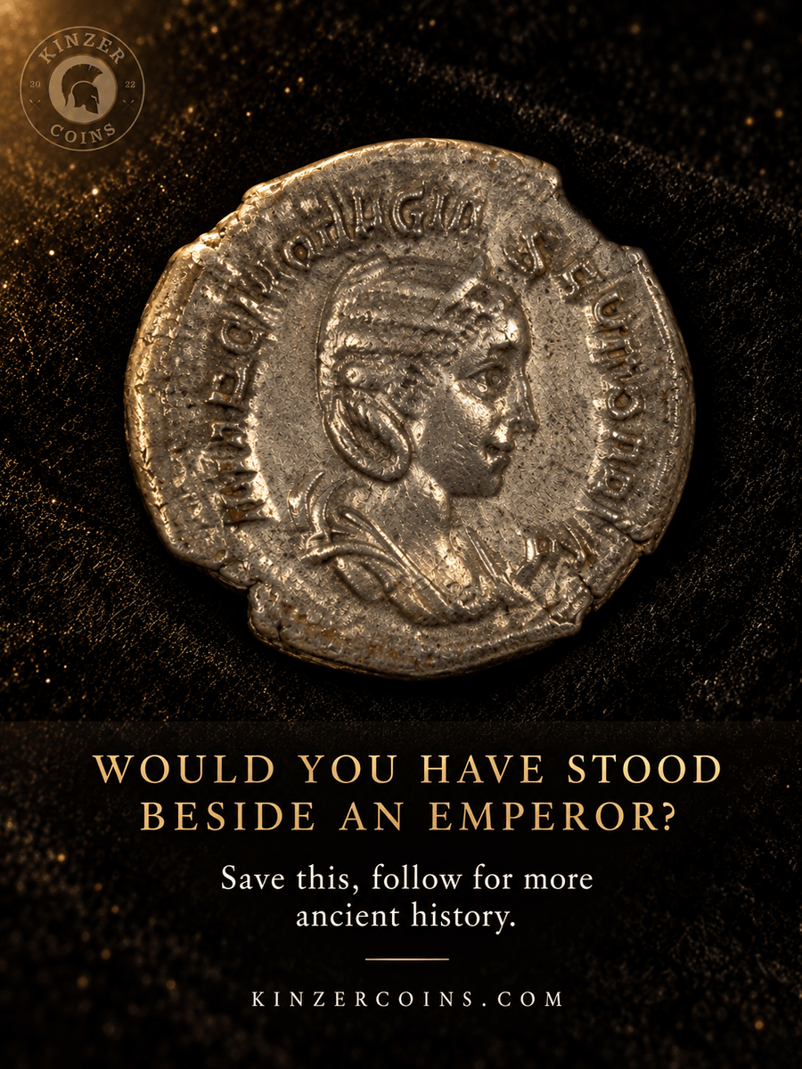 KinzerCoins's tweet photo. Empress at the height of Rome's third century crisis.

Herennia Etruscilla, wife of Trajan Decius, ruled beside him 249 to 251 CE and was mother to the crown prince, Herennius Etruscus.

https://t.co/BCTnyPt1LA

#AncientCoins #RomanEmpire https://t.co/YCEcbdEGFh