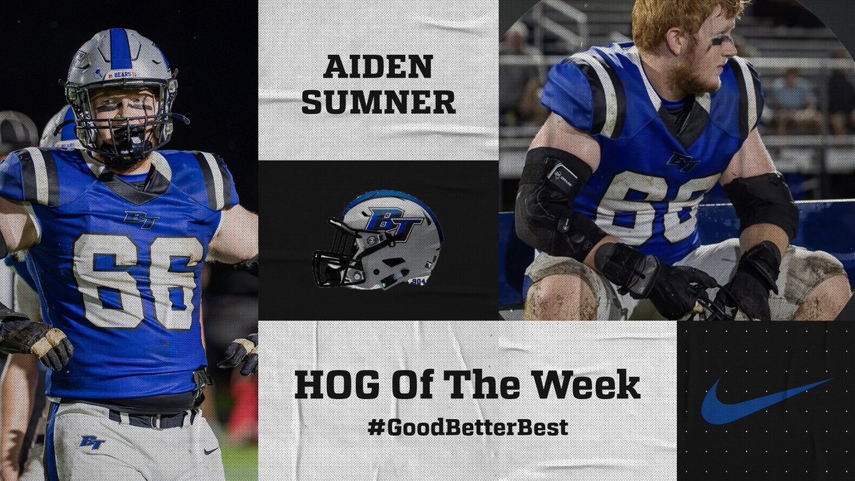 BTHS_Football_'s tweet photo. Congratulations to our HOG of the week! @A_Sumner50 #GoBears #GoodBetterBest https://t.co/pxFDBLhWpv