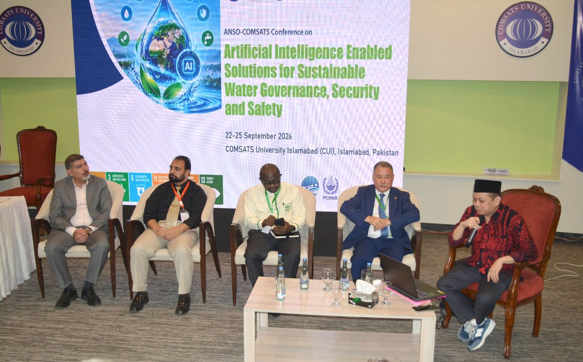 COMSATS_en's tweet photo. At the #ANSO – #COMSATS Conference, two high level Panel Discussion sessions brought together global experts to explore AI-enabled solutions for water governance, security & safety. Moderated by Prof. Dr. Ir. Adhi Dharma Wibawa 🇮🇩, the panelists included Prof. Dr. Alishir Kurban 🇨🇳, Dr. Farouq Alomari 🇯🇴, Prof. Dr. Kenneth Anchang Yongabi 🇳🇬, Dr. Samina Ahmed 🇧🇩, DProf. Dr. Miklas Scholz 🇩🇪, Prof. Dr. Mohamed Elfeet 🇸🇦, Dr. Shaneica Lester 🇯🇲, & Prof. Dr. Toqeer Ahmed (Pakistan 🇵🇰).
Key discussions addressed bridging data gaps, AI ethics, real-time monitoring, digital twins & inclusive water governance & reinforcing the vital role of international collaboration in tackling shared water challenges.
#AI #WaterGovernance #ANSO #COMSATS #PanelDiscussion