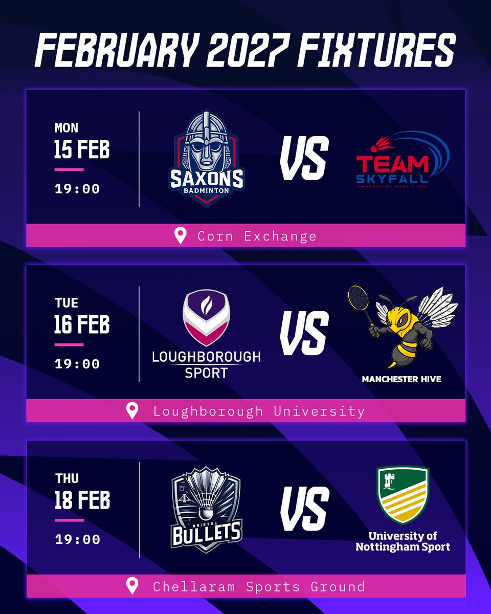 BadmintonEnglnd's tweet photo. WE’RE BACK. ⚡
The 2026/27 National Badminton League season is locked in.
Swipe through for the full fixture list and see where your team starts their season. 👀
This is the NBL . Let’s go. 🔥
#NBL #EveryPointMatters #Badminton https://t.co/Tk15b2deOj