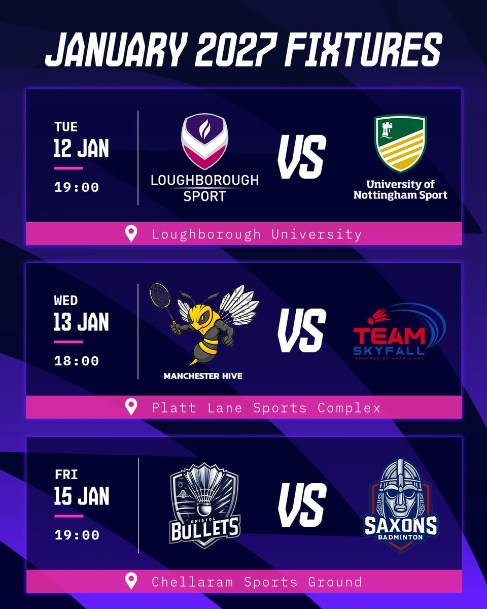 BadmintonEnglnd's tweet photo. WE’RE BACK. ⚡
The 2026/27 National Badminton League season is locked in.
Swipe through for the full fixture list and see where your team starts their season. 👀
This is the NBL . Let’s go. 🔥
#NBL #EveryPointMatters #Badminton https://t.co/Tk15b2deOj