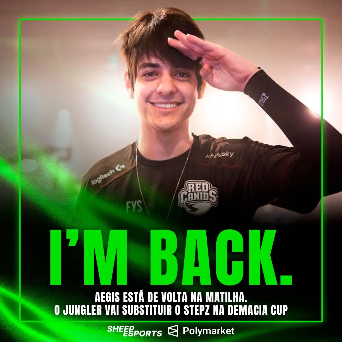 SheepEsportsBR's tweet photo. 🚨

🇧🇷 Aegis será o substituto do 🇻🇪 STEPZ na RED Canids para a Demacia Cup. 

A organização finalizou as tratativas com a Riot Games e a desenvolvedora aprovou a substituição emergencial dos jogadores. 

O MARECHAL ESTÁ DE VOLTA. https://t.co/5AFf9yvJgL