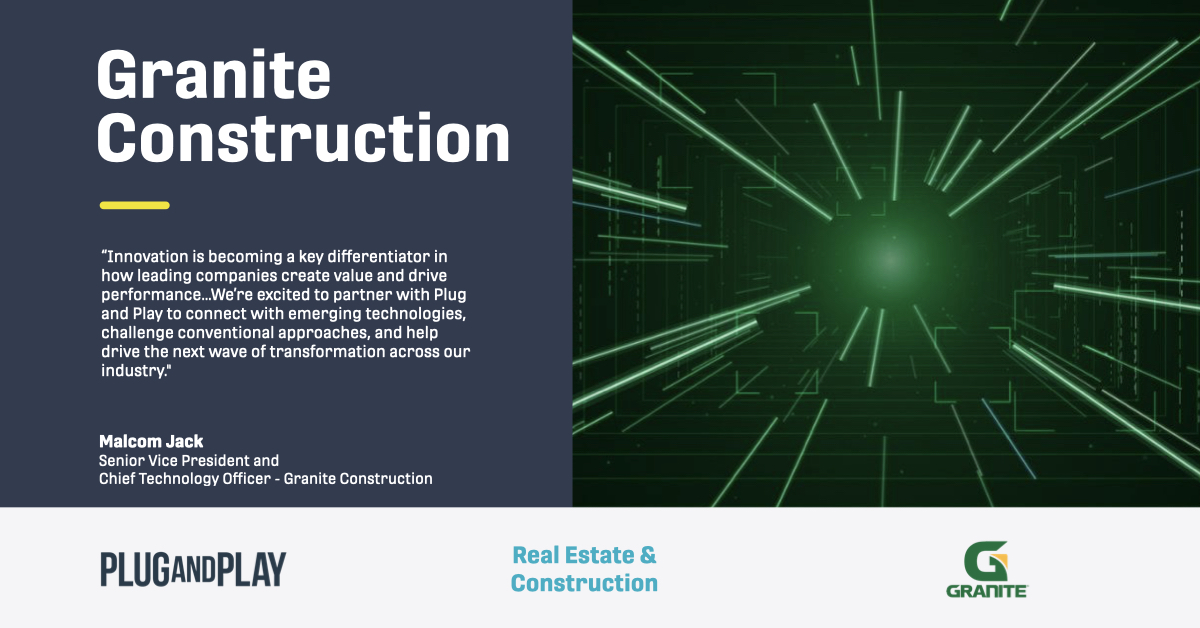 PlugandPlayTC's tweet photo. @Granite has joined our Real Estate &amp; Construction program!

America's Infrastructure Company™ will work with our startup network to accelerate infrastructure tech and next-generation built environment solutions.

Read the full story: https://t.co/4C8b8Predw

#PNP https://t.co/UZ2XzWMh1U