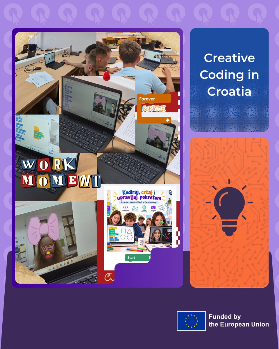 CodeWeekEU's tweet photo. Can you draw a square using just your nose? Students in Croatia gave it a go! 💻
Read their story and get inspired 👇

https://t.co/eUHYLw6rJZ 

Know a teacher who might like this idea? Tag them or share this post!

#EUCodeWeek #CodeWeek2026 #CodingForKids #Scratch #DigitalSkills https://t.co/RrOdOHXFWu