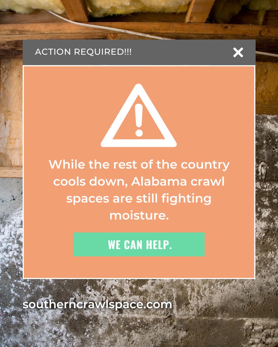 SouthCrawlSpace's tweet photo. Just because we’ve hit the “ber” months doesn’t mean your crawl space gets a break. 👀

Alabama’s heat + humidity stick around longer, keeping moisture problems and the risks they bring around, too.

#crawlspacerepair #crawlspacewaterproofing #madisonal https://t.co/iUzAb2QY8o