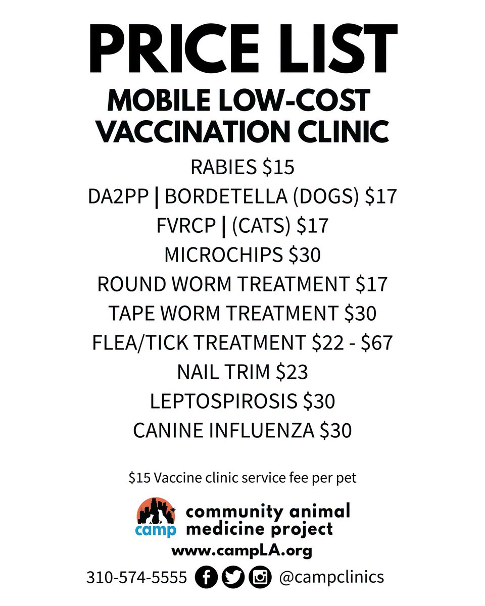 LACityPets's tweet photo. 🍂🎃🐾 CAMP’s October Mobile Clinic Calendar is here! 🚑🗓️

Learn more about vaccines at https://t.co/BoOtYPvAWZ #LACityPets #Vaccine #Clinic #Spay #Neuter https://t.co/YNJAPXKac4