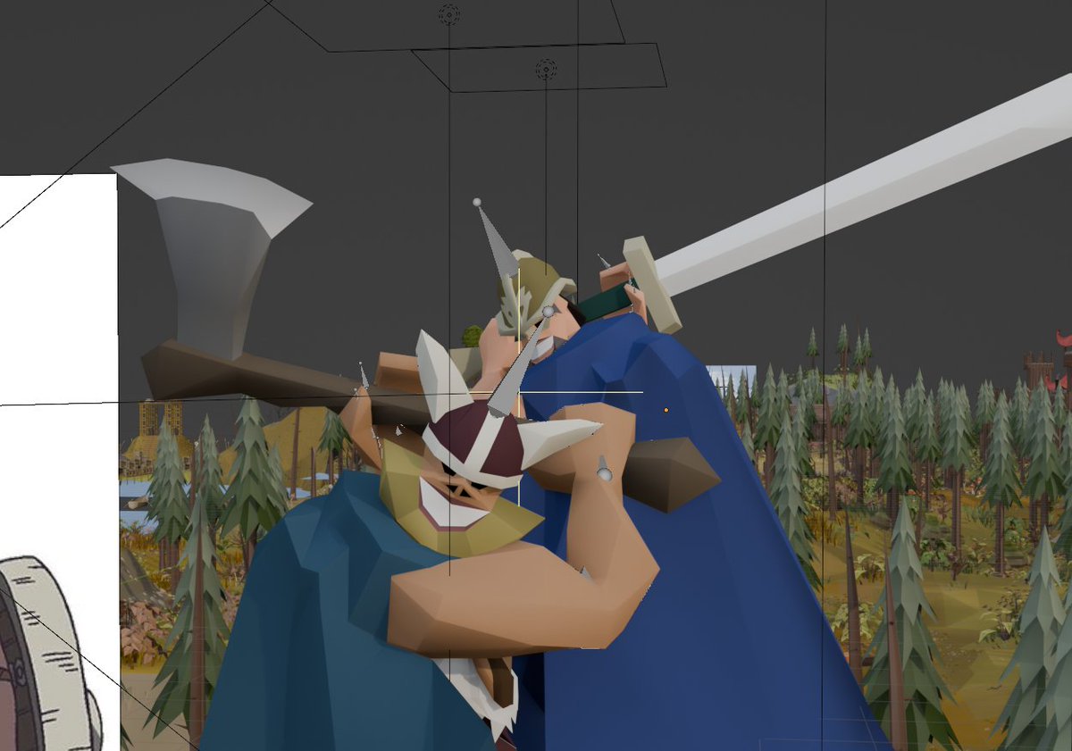 maximus_osrs's tweet photo. I want to take a moment to address my stance on AI

I have never and will never use generative AI for any of my work. I put a lot of time and effort into every project I do and I am very thankful I get to work with Jagex to make these crossovers come to life!

Will take some time to show off some behind the scenes for this project. For dorry I used Obor as a base since theyre similarly built. modified a zombie helmet to use as dorrys helmet. For brogy I decided to use Graardor as a base, attached and modified some of obors body parts to match his looks. and finally I modified a berserker helm to match his own helmet :)

Exported the tall forest around the giant pit to make them look very tall. Put an hdri in the background and added some basic lighting to the duo.

I want to ensure everyone that I am heavily against AI and I will never use it. I appreciate everyone who supports my work ❤️