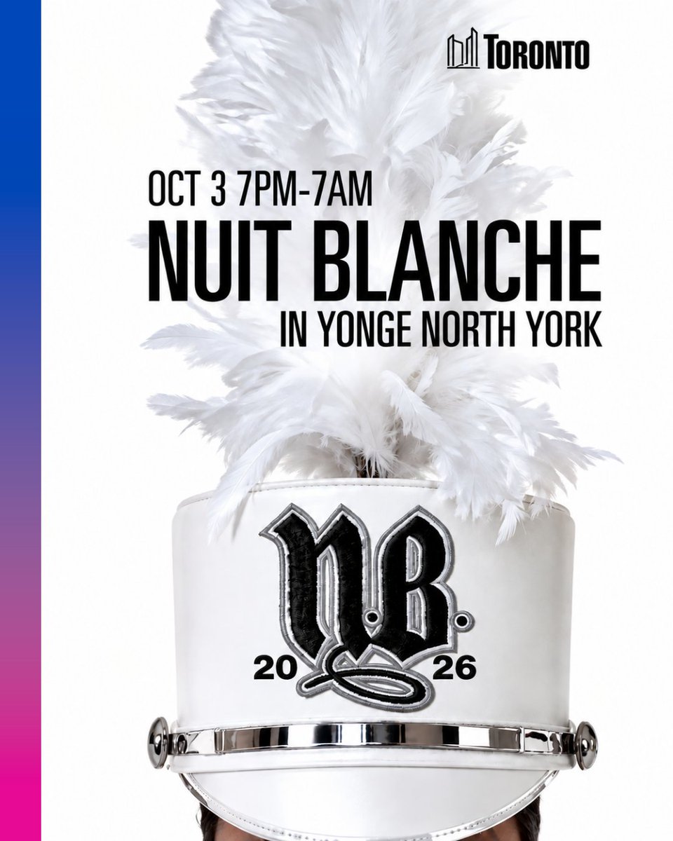 yongenorthyork's tweet photo. From 7 PM Oct. 3 to 7 AM Oct. 4, @nuitblancheTO takes over Toronto, including right here in #YongeNorthYork
Learn more: https://t.co/DTQbtrNQM0
#NuitBlancheTO #TorontoArt #NorthYork https://t.co/N8hA50dm8T