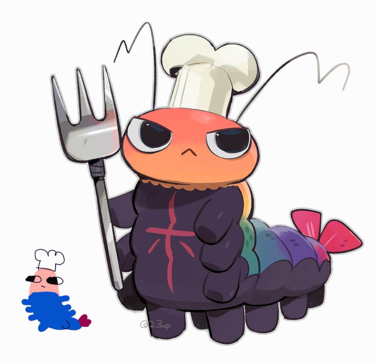 2_3up's tweet photo. こないだラークシャサさんを初めて描く機会があったのですがその時描いたものがあまりにもひどかったので改めてちゃんと描きました。

左下にいる奴がうろ覚えで描いた初描きの彼です https://t.co/OVQtx7o0CL
