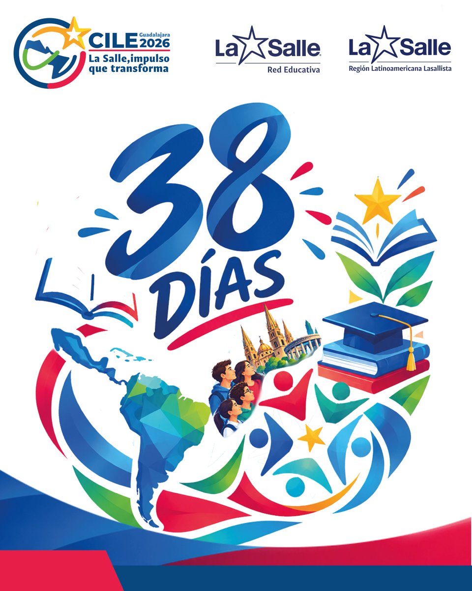 redlasalle's tweet photo. ⏳ ¡Faltan 38 días para el CILE 2026!

Cada vez estamos más cerca de encontrarnos en Guadalajara para compartir experiencias, generar nuevas ideas y reflexionar sobre la educación que necesitan nuestras comunidades y América Latina. 📚🌎 https://t.co/kWOVUCInaG