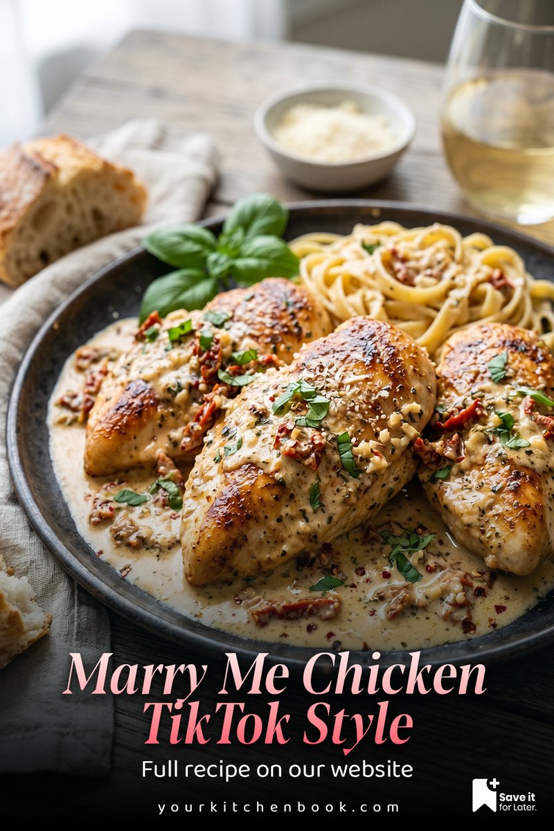 YourKitchenBook's tweet photo. 🍗❤️ Marry Me Chicken: creamy Parmesan, sun-dried tomatoes, and juicy chicken—ready in 45 minutes! Perfect with pasta, rice, or crusty bread. 😋
👉 Full recipe in the pinned comment.
#MarryMeChicken #EasyDinner https://t.co/HU5iQkIWjA