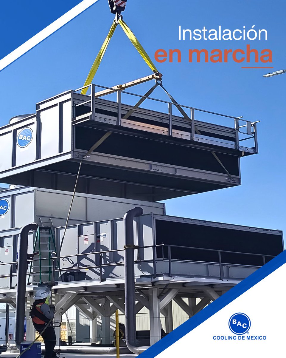 BacCooling's tweet photo. Otra torre de enfriamiento BAC COOLING DE MEXICO en operación: del izaje a la puesta en marcha, con instalación segura y eficiente.
¿Tienes un proyecto de enfriamiento en puerta? 
info@baltimoreaircoilmexico.com. https://t.co/PiyISdMtlR