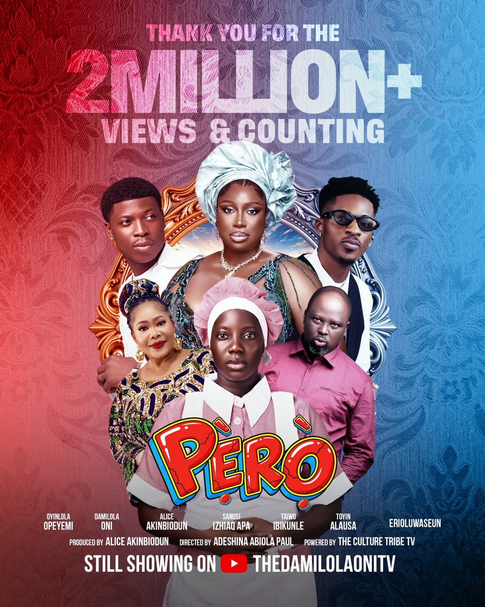 thedamilolaoni1's tweet photo. I can't even Thank you all enough but THANK YOU!!!

Over 2M views in 4 days of release is sooo beautiful to experience. Thank you! Pls keep streaming PÈRÒ, keep sharing, tell a friend about it, repost for us, this will go a long way. Thank you once again! God bless you ❤️❤️❤️ https://t.co/HqKUkL0Y4y