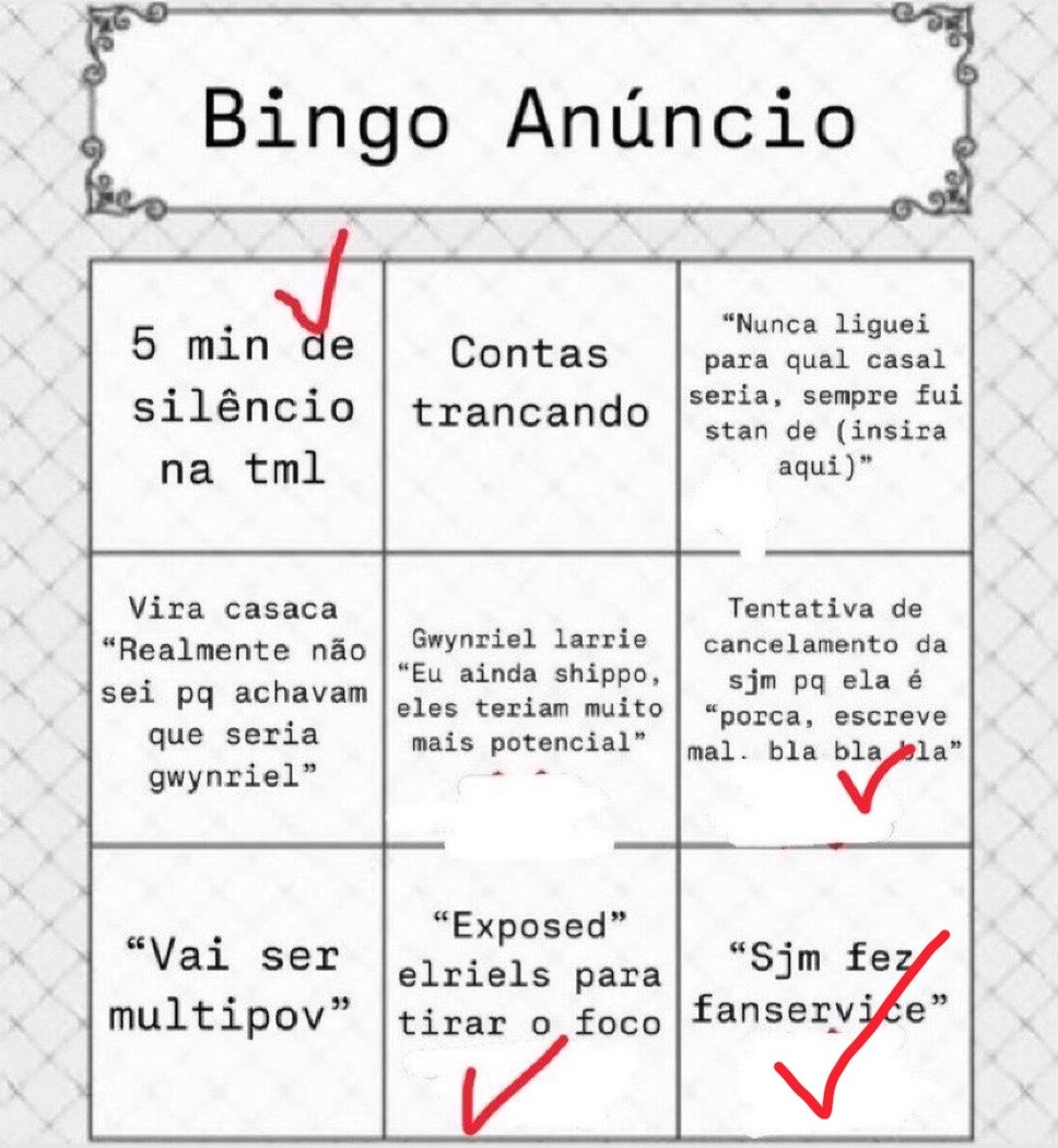 godskiler's tweet photo. EITA QUE SAIU MAIS UM QUADRADINHO DO BINGO, SARAH J MAAS USANDO ELRIEL PRA FANSERVICE E MARKETING VEIO AÍ!!!!!!! https://t.co/MaHIHj2LWf