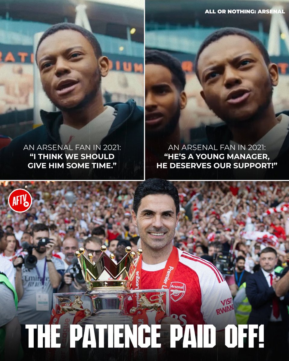 AFTVMedia's tweet photo. After all these years... he was right! Wonder what he feels like seeing a dominant Arsenal team now. 😂

This lad is a prime example of an Arsenal fan - no headloss, no excessive criticism, just pure support and faith in the team! 🙏🔥 https://t.co/DRUIUACIqQ