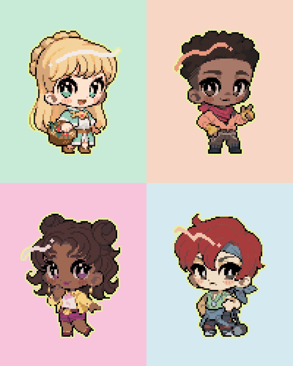 nessiesuart's tweet photo. 2025 #fom #fieldsofmistria pixel chibis https://t.co/NNdbfFD52J