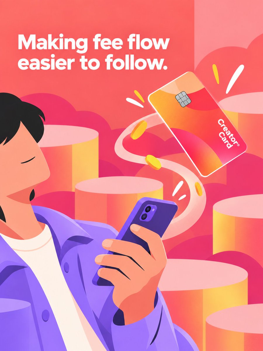 CreatorCardOrg's tweet photo. We’ve been cleaning up the part of the product that matters most: what happens after a creator starts earning fees.
It’s easy to say “launch a token, earn fees, spend them,” but that only works if the product makes every step in between feel obvious.

Right now we’re refining how creators see fee activity, how that activity connects to the card, and how we communicate when earnings are moving toward something spendable.

We don’t want users bouncing between screens trying to piece the story together themselves.
The goal is for the product to make the flow clear without needing a tutorial every time.

Launch your token. Generate fees. See where they’re going. Use them through the card.
That path should feel natural from the first use.