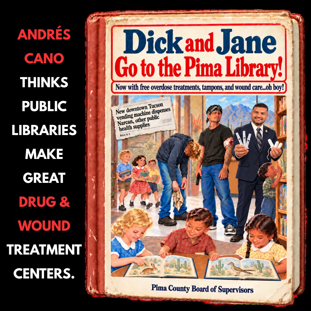 RhodesforD5's tweet photo. Libraries serve children and families, so why are Pima County public libraries dispensing Narcan, fentanyl test strips, gun locks, wound care kits, and menstrual products through vending machines? 

Do we want people with chemical addiction issues and victims of violent crime, including perpetrators drawn to the same place our children go to learn?

Why are we putting treatments and mature products within reach of children?

How is this a good idea? We thought libraries were for reading and learning, not medical treatments.

Our once-beautiful #PimaCounty has become a cesspool under the leftist socialist "leadership."

It’s time for a change. 

Please also follow me on my new Instagram @rhodesfordist5

#RhodesforDist5 #PimaCounty