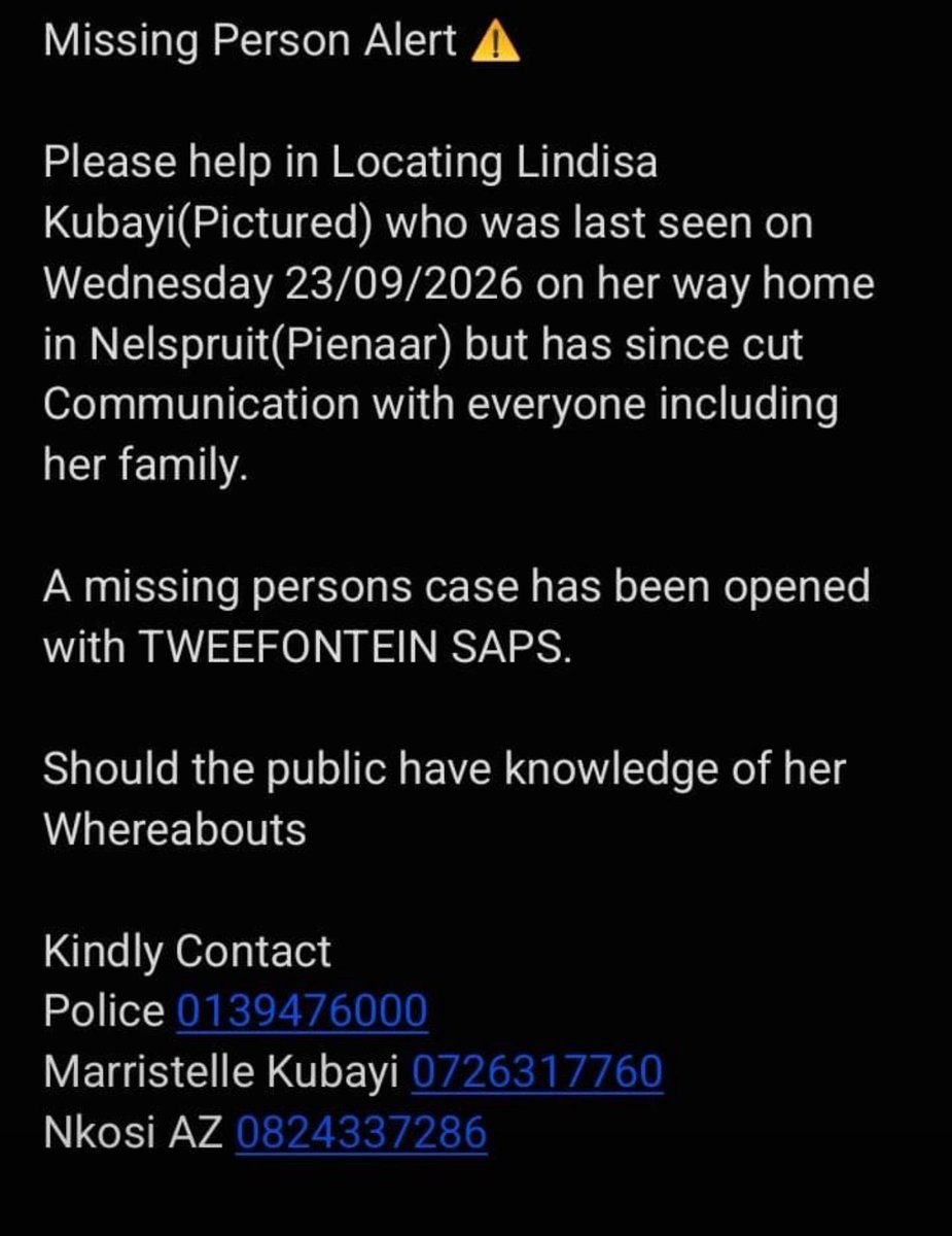Don_Lethula's tweet photo. 🙏🏾
Please share https://t.co/4ML187TM6L