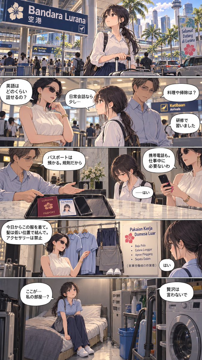 aididprison's tweet photo. 日本��がメイドとして出稼ぎをしなきゃいけなくなる時代って遠からず着そうな予感がしますよね。

『帰りの切符は片道だった』(1/3)
#女囚漫画? #女囚? #DID #AIart https://t.co/VikJOkzI2p