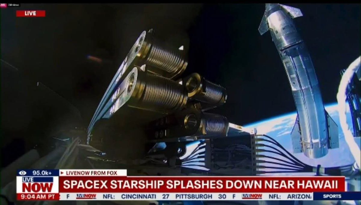 Gilles19827's tweet photo. Starship return recorded by Fox News 🚀 @privatechat7695 @elonmusk @ElonMuskPD https://t.co/CRgxGgfL2j https://t.co/h9X33tRgjT