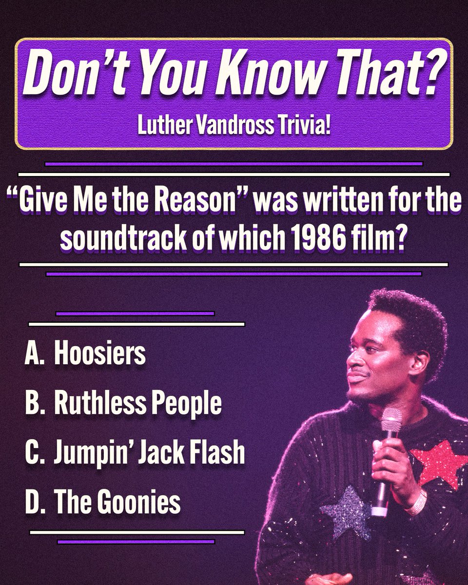 luthervandross's tweet photo. Don’t You Know That?

Celebrating 40 years of Luther's fifth studio album, Give Me The Reason. Stream the album here: https://t.co/aLm0lYKOHR https://t.co/K2byZ50tNo