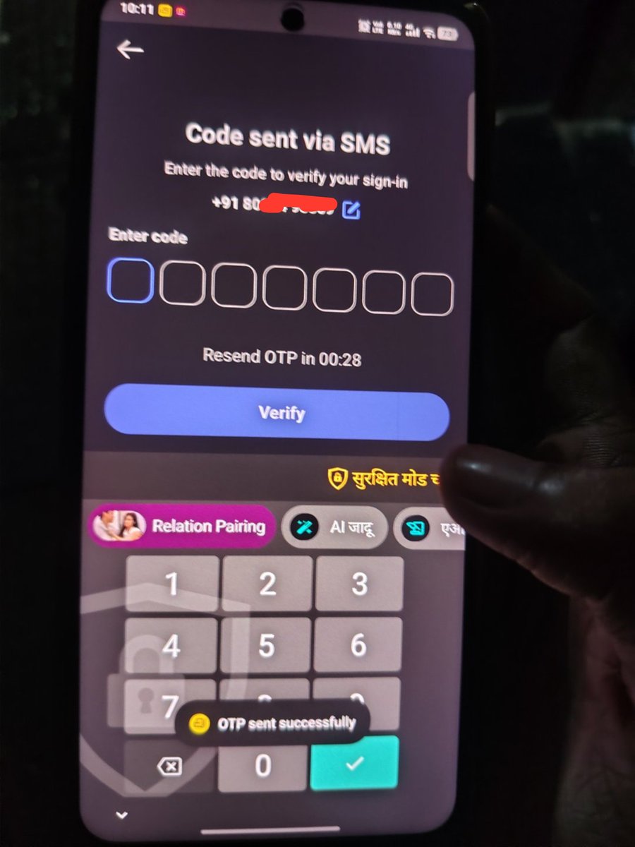 Sudeepdas0's tweet photo. @Arattai @Satyabratay6 @Arattai
The OTP is being received inside the Arattai app instead of my phone’s regular SMS inbox. Even though the screen says “Code sent via SMS,” no OTP is arriving in my normal SMS app.
Please look into this issue and fix it. 🙏 https://t.co/6L0rKLmrbL