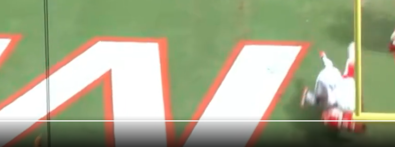 thegcrew22's tweet photo. @GhostOfAdamGase If you look closely the flag is out before Pat hits the ground lol https://t.co/vgXz86oszu