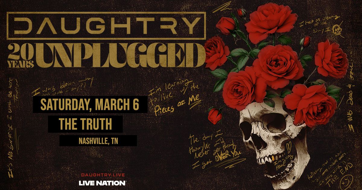 1029thebuzz's tweet photo. JUST ANNOUNCED: Daughtry '20 Years Unplugged' on March 6th at The Truth. Tickets on sale this Friday at 10am! https://t.co/j7yzt0bCGX