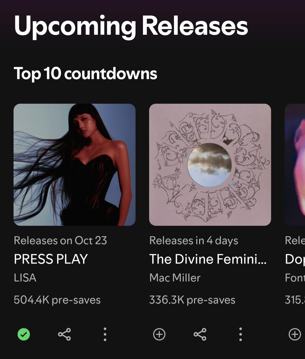 lalisabrasil's tweet photo. "PRESS PLAY" da #LISA está em #1 (=) no chart Top 10 Countdowns do Spotify, com mais de 504.4mil (+4,5K) pre-saves! 

— Resta cerca de 8,2K para a Lisa se tornar a solista de K-Pop com maior número de pre-saves desde a criação do chart.

Faça o pre-save: https://t.co/YdmZxee4tM

#LISA_PRESSPLAY 
@wearelloud