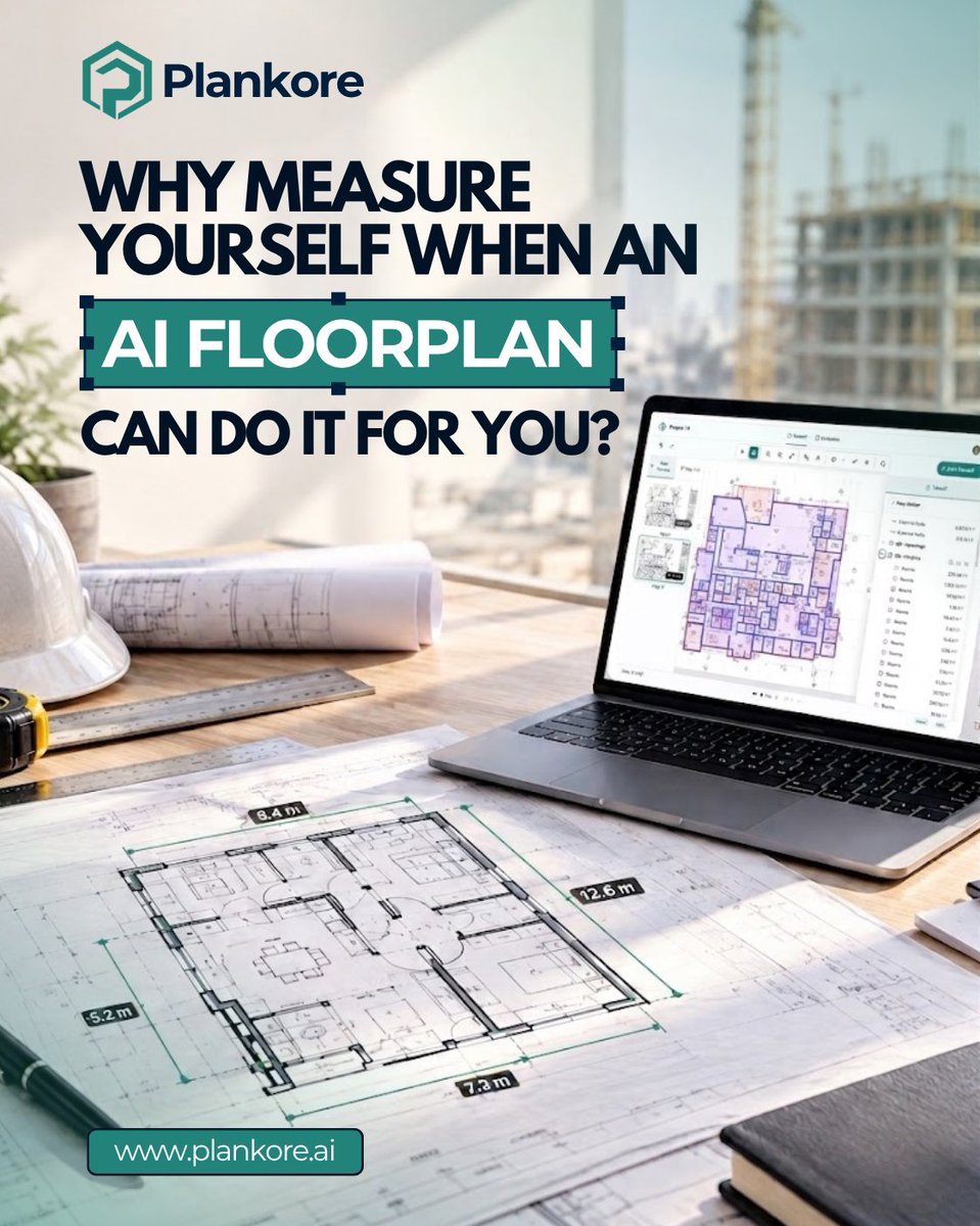 plankore's tweet photo. Why measure yourself when an AI floorplan can do it for you? 
📐Generate precise layouts in seconds with Plankore.   
👉 https://t.co/EPKgGanRqy   

#ConTech #AI #PropTech https://t.co/3AfWKvCQKP