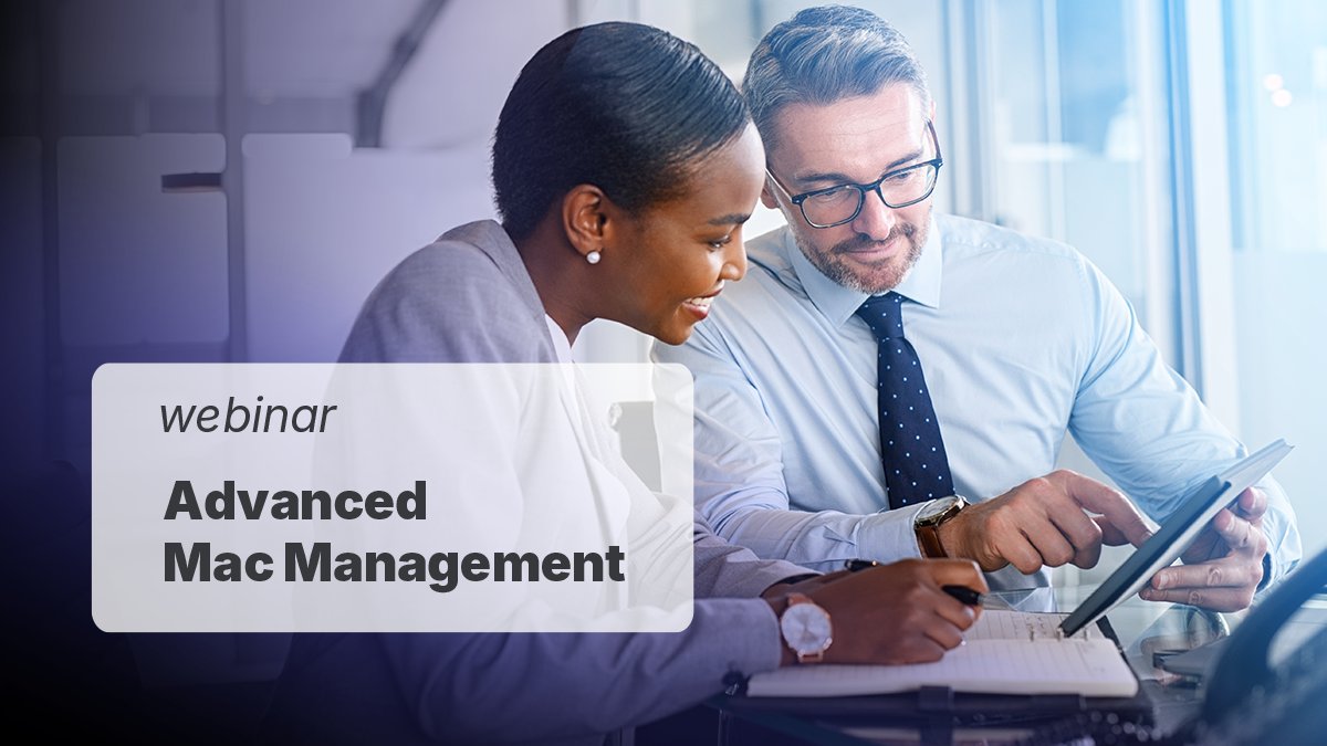 JamfSoftware's tweet photo. Last call! RSVP for today or tomorrow's webinar Advanced Mac Management. We'll share how to ensure security protocols are in place across all areas of the digital environment. RSVP for the time that best fits your schedule:
https://t.co/ACDSIPb3Fz
#MacManagement #DeviceSecurity https://t.co/313WhOOiqE