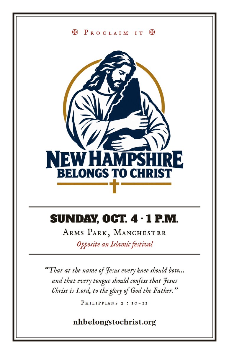 ChristOverNH's tweet photo. This Sunday, come preach Christ's Gospel opposite an Islamic Festival. Stand on truth and proclaim God's word to all.

RSVP at https://t.co/auV03dOSkP https://t.co/D0tnGZUPfG