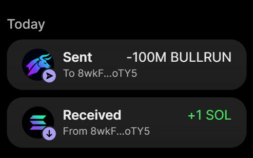 BullrunCash's tweet photo. 100 MILLION $BULLRUN PURCHASE COMPLETED FOR 1 SOL

BUY ON 𝕏 → Send SOL to:
8trY7gA9kzf9Yu4LUW8SdGCuydHAHfodCEFH3CGHUgWR

Min: 0.2 | Max: 10
0.2 $SOL → 10M $BULLRUN
1 $SOL → 100M $BULLRUN
5 $SOL → 1B $BULLRUN

Visit https://t.co/tOiN0AeXtX

Retweet & Drop Solana Wallet Address for $100,000 $BULLRUN