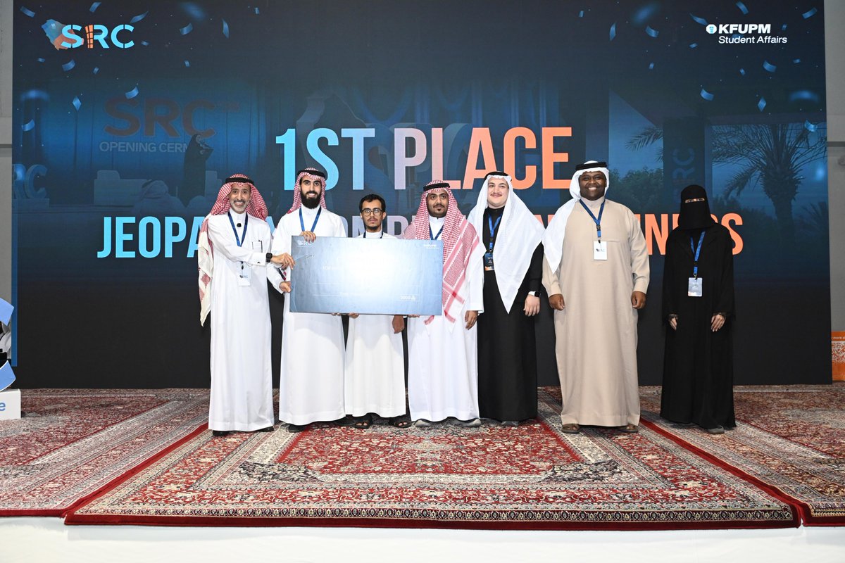 kauedu_sa's tweet photo. Students from the #Faculty_of_Engineering at #King_Abdulaziz_University secured 1st place in the ChemE Jeopardy Competition, held as part of the Student Regional Conference (SRC) hosted by King Fahd University of Petroleum and Minerals, with universities from across the region participating.

Congratulations to Abdullah Al-Dosari, Saleh Shafie, Jaafar Sabbagh, and Ahmed Al-Ghamdi on this outstanding achievement.

A result that reflects the academic excellence of KAU students and their strong competitive capabilities in regional scientific competitions.
