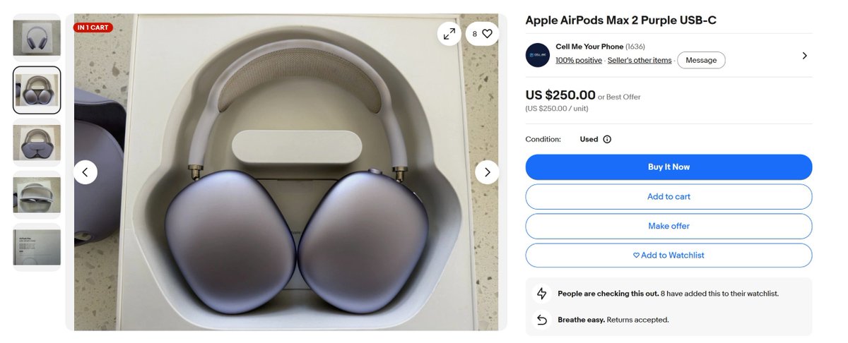 dbayexquisite's tweet photo. DEAL OF THE DAY ‼️

Jump on this eBay deal to get this Apple AirPods Max 2 (Purple) for just $250 ($271 with tax).

Shop with @dbayexquisite for a seamless shopping and shipping experience. Link in replies: https://t.co/ezcRWvXg4T