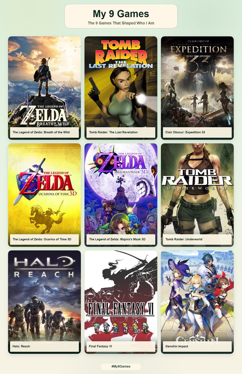 ValkyDesigns's tweet photo. The 9 video games &amp; animes that shaped me 😘 https://t.co/a952VNKPos