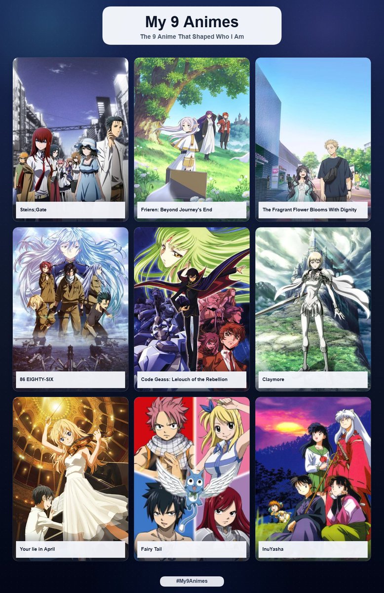 ValkyDesigns's tweet photo. The 9 video games &amp; animes that shaped me 😘 https://t.co/a952VNKPos