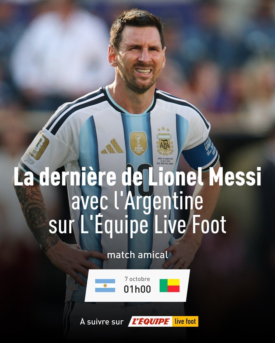 lequipe's tweet photo. La dernière danse de Lionel Messi avec l'Argentine sur L'Équipe Live Foot > https://t.co/8YKFn1AzGf https://t.co/vZyxgv7yY4